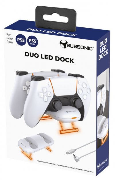 SUBSONIC Chargeur manette PS5, Station de recharge compacte avec c&acirc;ble usb-c pour manette Dualsense 