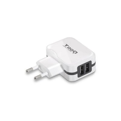 TOOQ Chargeur mural 2x USB 2.0 - Technologie AI - Couleur Blanche