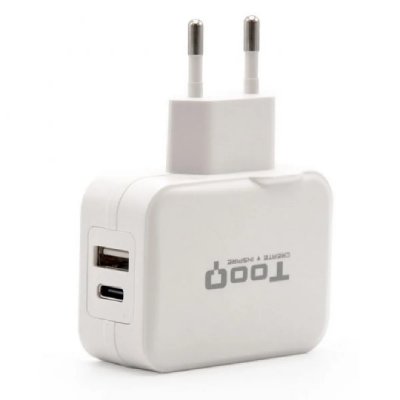 NIS Chargeur mural Tooq USB 2.0, USB-C - Couleur blanche