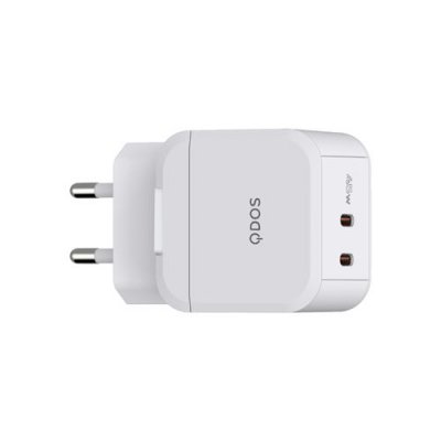 QDOS Chargeur pour t&eacute;l&eacute;phone mobile  PowerCube 45W double USB-C Blanc