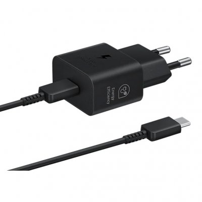 SAMSUNG Chargeur  secteur Rapide - 25W USB C (avec c&acirc;ble) - Noir