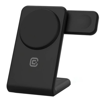 CRONG Chargeur Sans Fil 3-en-1 pour iPhone / Watch / AirPods Mod&egrave;le MagSpot  Noir