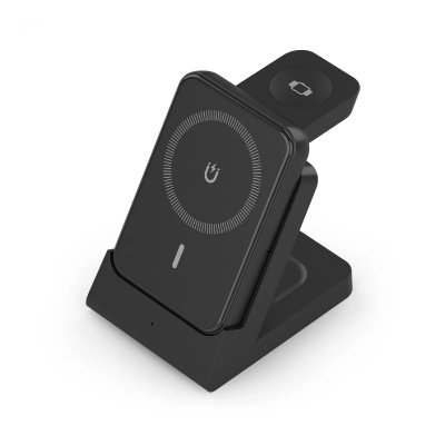 AISENS Chargeur sans fil  4-en-1 15W avec Powerbank noir