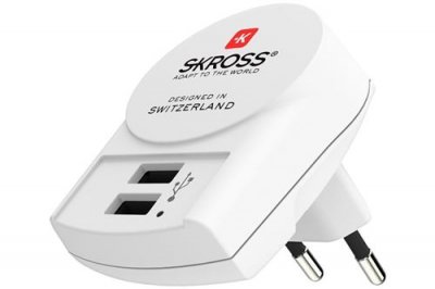 Chargeur secteur skross europe vers x2 sortie usb blanc