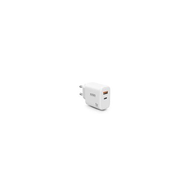 URBAN FACTORY Chargeur secteur  avec 1 port USB-C 45 W + 1 port USB-A 18 W Charge rapide Blanc