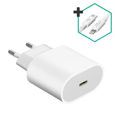 AVIZAR Chargeur Secteur USB-C et C&acirc;ble Lightning Charge Rapide Power Delivery 20W Noir