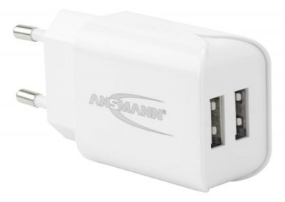 ANSMANN Chargeur USB 2 ports 24W (4,8A) avec d&eacute;t. auto. du courant de charge
