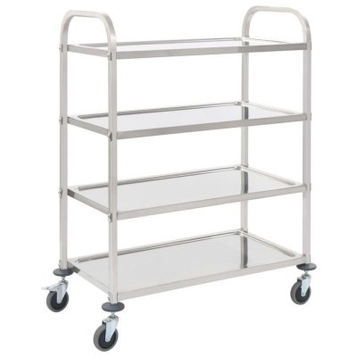 Chariot de cuisine &agrave; 4 niveaux 107x55x125 cm acier inoxydable