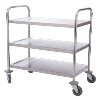 VOGUE Chariot de d&eacute;barrassage en inox 3 niveaux 825 x 710 x 405 mm - 