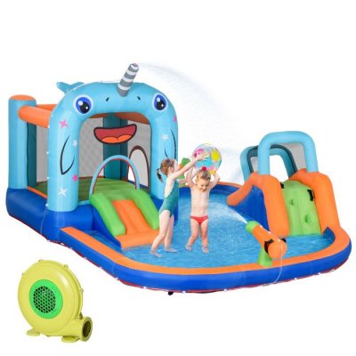 OUTSUNNY Ch&acirc;teau gonflable enfant mult 420x370x230cm Bleu