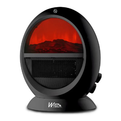WARMTECH Chauffage soufflant oscillant 2000W - ambiance feu de bois.