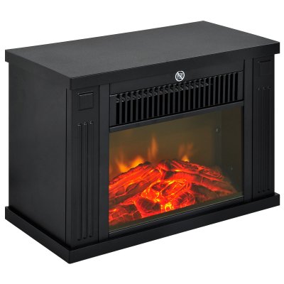 HOMCOM Chemin&eacute;e &eacute;lectrique  po&ecirc;le contemporain noir - thermostat 600-1200 W 