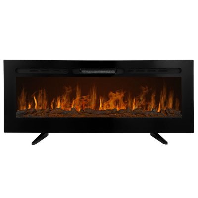 MONSTER SHOP Chemin&eacute;e Electrique Noire LED 127cm Feu Eclair&eacute; Silencieux Chauffage 15-35&deg;C