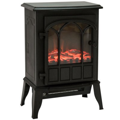 HOMCOM Chemin&eacute;e &eacute;lectrique po&ecirc;le style r&eacute;tro noir