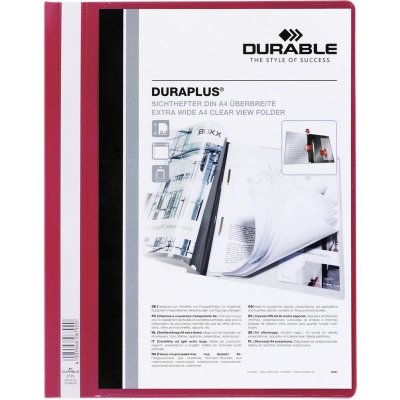 DURABLE Chemise duraplus personnalisable transparent rouge
