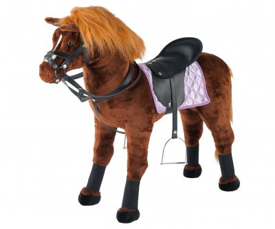 HAPPY PEOPLE cheval d'obstacle avec son 80 x 30 x 70 cm peluche marron 