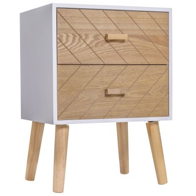 Chevet design scandinave bicolore blanc h&ecirc;tre