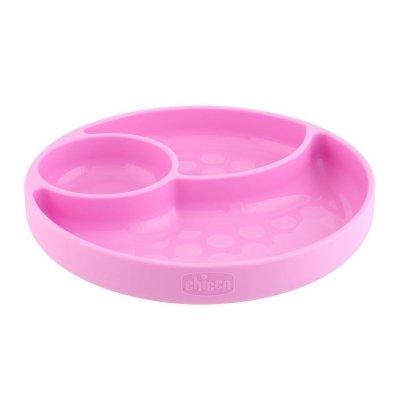 CHICCO -Plat A Compartiment En Silicone Avec Ventouse - Rose - 12m+