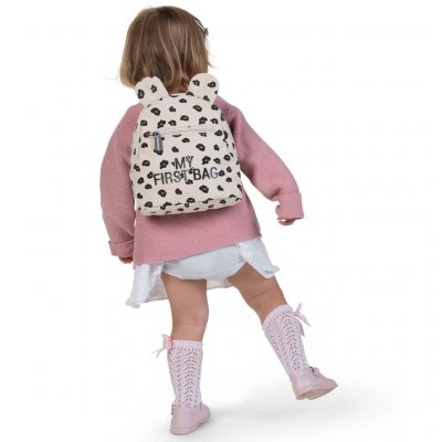 CHILDHOME  Sac &agrave; dos pour enfants My First Bag Toile L&eacute;opard