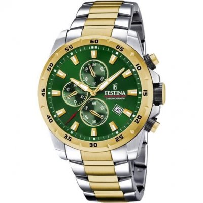 FESTINA Chronographe  Bicolore F20562/3 Cadran vert  Etanche 10ATM