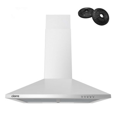 CIARRA  201ss60 hotte murale 370m3/h filtres inclus classe a inox CBCS6201