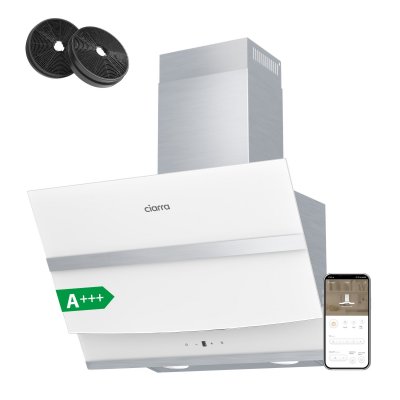 CIARRA  hotte inclin&eacute;e tactile 60cm 750m3/h classe a avec filtre &agrave; charbon