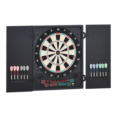 HOMCOM Cible jeu de fl&eacute;chettes &eacute;lectronique refermable 27 jeux 8 joueurs