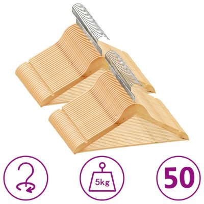 VIDAXL Cintres antid&eacute;rapants 50 pcs Bois dur