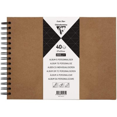 CLAIREFONTAINE  Album &agrave; personnaliser de 40 feuilles 200g/m2 au format 27x20cm - Kraft - Lot de 3