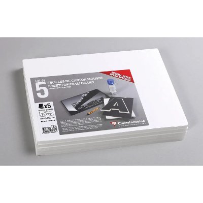  Clairefontaine Carton Mousse lot 5 feuilles A4 10mm - Blanc - Lot de 2
