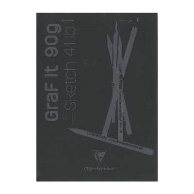  Clairefontaine GraF'it bloc agraf&eacute; 80F A5 90g - Noir - Lot de 10