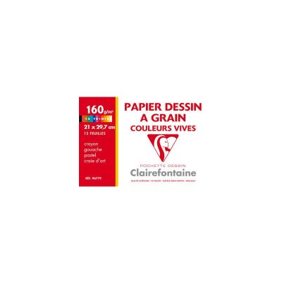 CLAIREFONTAINE  Papier dessin '&agrave; Grain' couleur, 210 x 297 mm