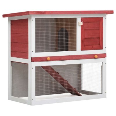 VIDAXL Clapier d'ext&eacute;rieur 1 porte Rouge Bois  Rouge