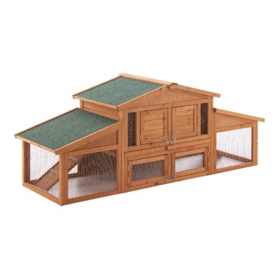 EN.CASA Clapier Schmitten &agrave; deux niveaux 72 x 180 x 62 cm sapin naturel