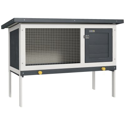 PAWHUT Clapier sur pied niche toit ouvrant porte verrouillable noir blanc vert
