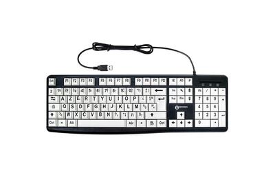 GEEMARC Clavier Confort Visuel &Eacute;criture Noire Touches Blanches