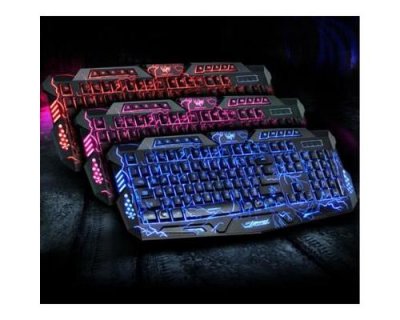  Clavier Gamer USB pour PC LENOVO Retro Eclaire LED Lumineux AZERTY (NOIR)