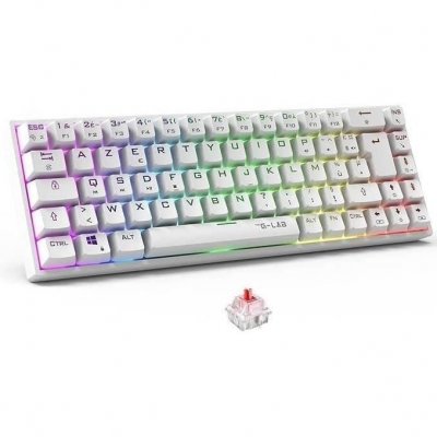 THE G LAB Clavier gaming Azerty sans fil m&eacute;canique The G-Lab Keyz Titanium WL Blanc 