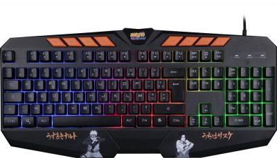 KONIX Clavier gaming r&eacute;tro&eacute;clair&eacute; Azerty Kxlicences Naruto pour PC Noir