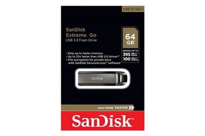 SANDISK Cl&eacute; USB 3.2 "Extreme Go", 64GB, Noir/Argent