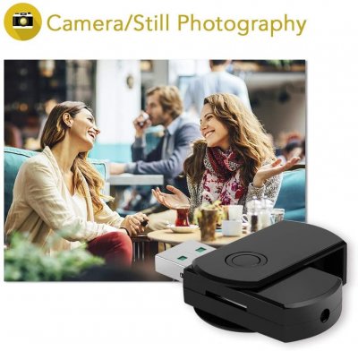 YONIS Cl&eacute; USB Cam&eacute;ra Espion Mini Cam&eacute;ra Appareil Photo Vid&eacute;o HD Micro SD 4 Go Noir -