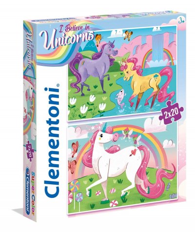 CLEMENTONI  - Puzzle - Unicorno Brilliant - 2 x 20 Pi&egrave;ces- 24754