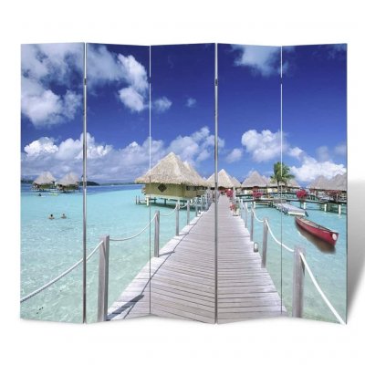 Cloison de s&eacute;paration pliable 200 x 170 cm Plage vidaXL - Bleu