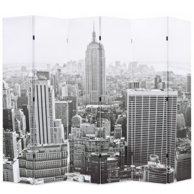 Cloison de s&eacute;paration pliable 228x170 cm New York Noir et blanc 