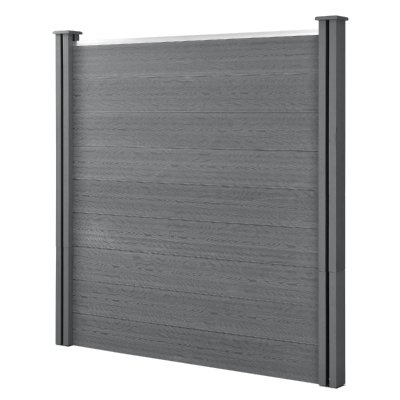 NEU.HOLZ Cl&ocirc;ture &agrave; 2 Poteaux Bois Composite WPC Gris 183 x 187 cm []