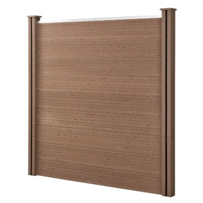 NEU.HOLZ Cl&ocirc;ture &agrave; 2 Poteaux Bois Composite WPC Marron 183 x 187 cm []