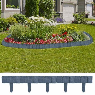 VIDAXL Cl&ocirc;ture de jardin/pelouse Plastique Aspect de pierre 41 pcs 10m