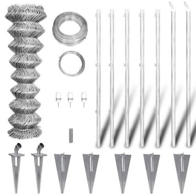 VIDAXL Cl&ocirc;ture grillag&eacute;e galvanis&eacute;e avec ancrages pour poteau 15 x 0,8 m