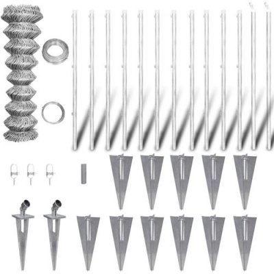 VIDAXL Cl&ocirc;ture grillag&eacute;e galvanis&eacute;e avec ancrages pour poteau 25 x 1,25 m