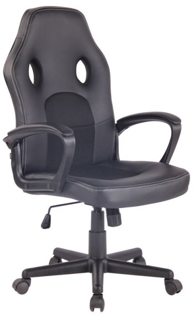  CLP Chaise de bureau Elbing en similicuir , Noir / Noir 